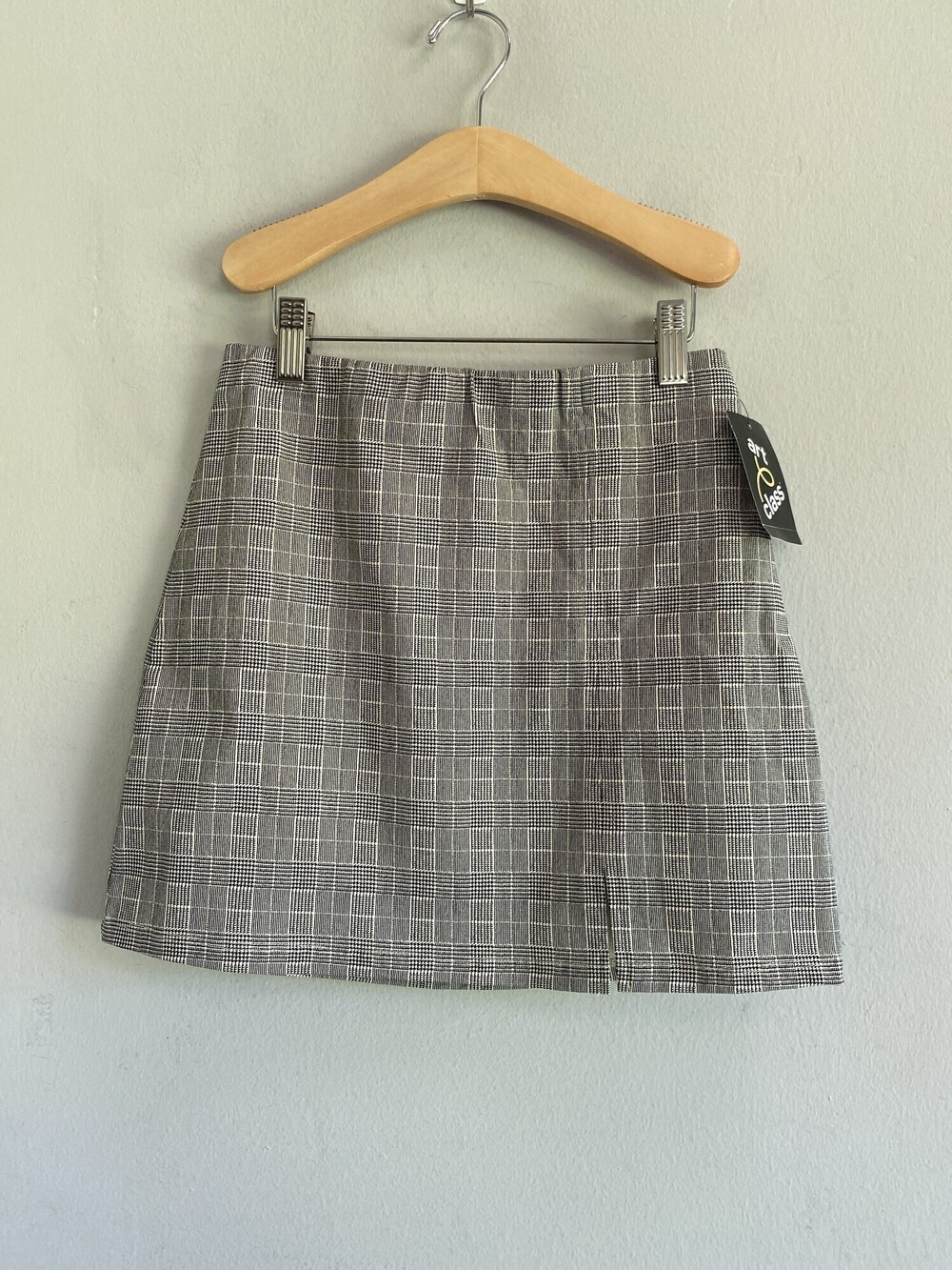 New Art Class Black White Plaid Mini Skirt Girls L 10-12 NWT